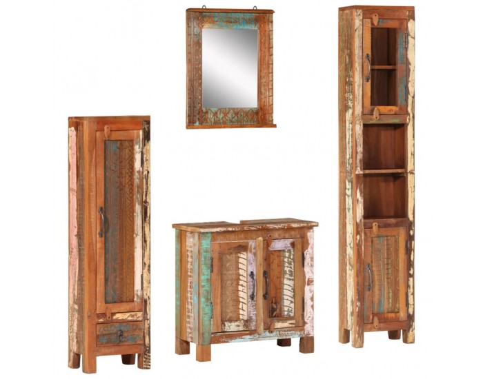 Sonata H Комплект мебели за баня 4 части масивна регенерирана дървесина