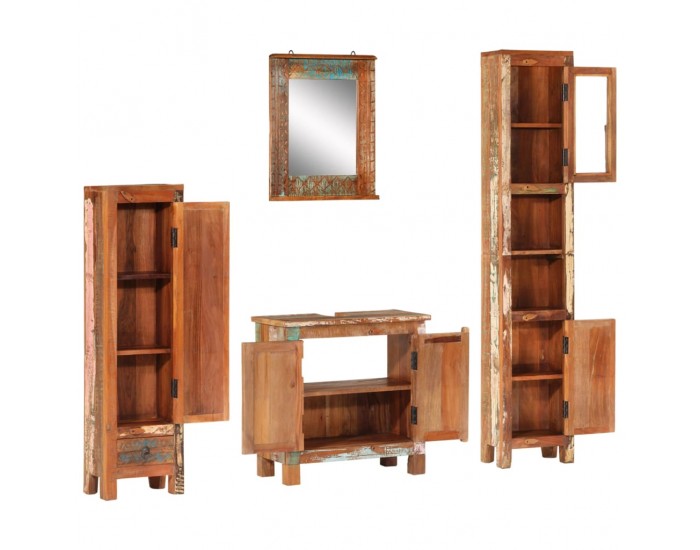 Sonata H Комплект мебели за баня 4 части масивна регенерирана дървесина