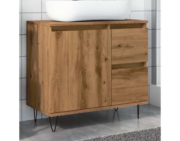 Sonata H Шкаф за мивка за баня, дъб артизан, 65x33x60см, инженерно дърво