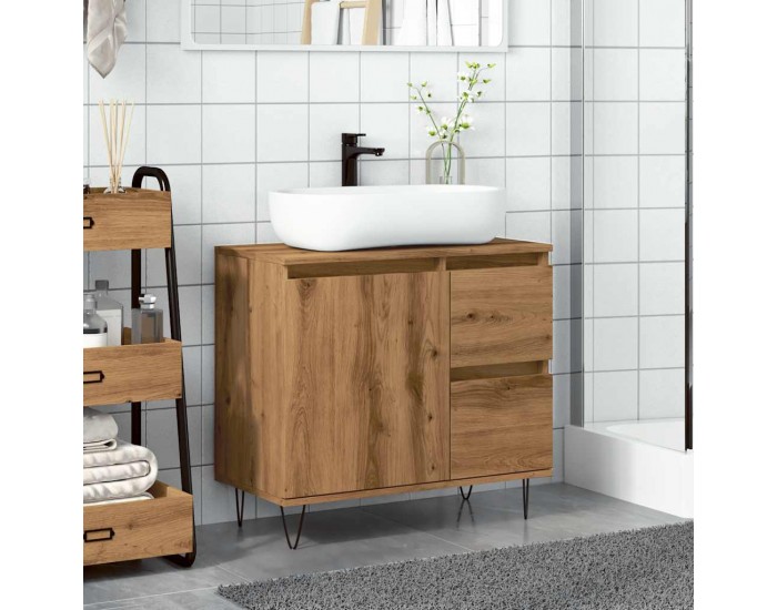 Sonata H Шкаф за мивка за баня, дъб артизан, 65x33x60см, инженерно дърво