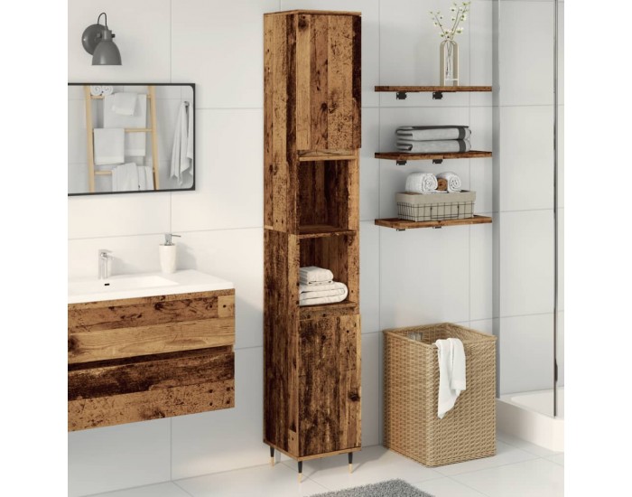 Sonata H Шкаф за баня, старо дърво, 30x30x190 см, инженерно дърво