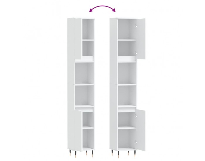 Sonata H Шкаф за баня, бял, 30x30x190 см, инженерно дърво