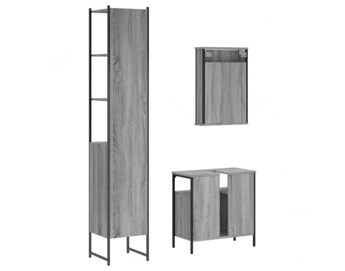 Sonata H Комплект мебели за баня от 3 части сив сонома инженерно дърво