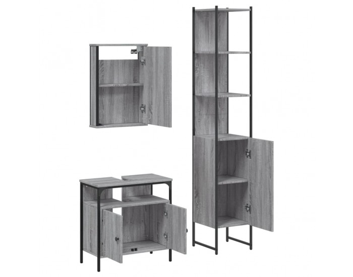 Sonata H Комплект мебели за баня от 3 части сив сонома инженерно дърво