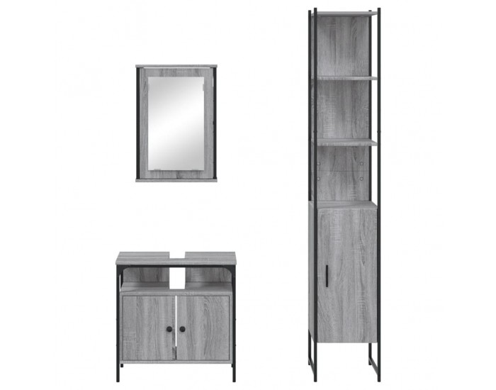 Sonata H Комплект мебели за баня от 3 части сив сонома инженерно дърво