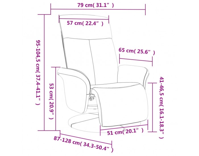 Sonata H Реклайнер стол с поставка за крака, таупе, текстил