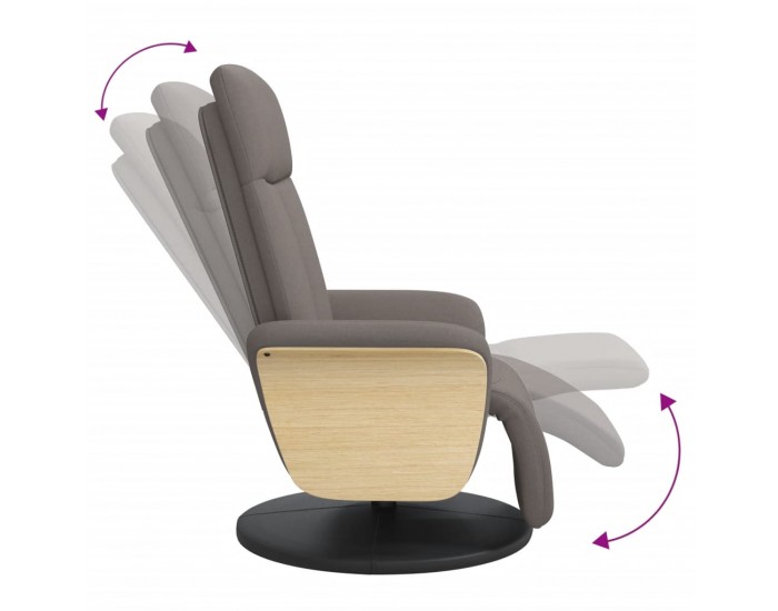 Sonata H Реклайнер стол с поставка за крака, таупе, текстил