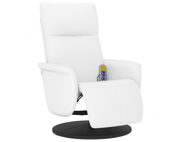Sonata H Масажен реклайнер стол с опора за крака, бял, изкуствена кожа