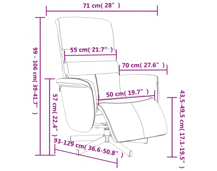 Sonata H Наклоняем стол с поставка за крака, сив, изкуствена кожа