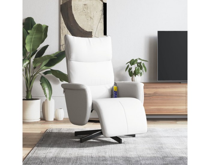 Sonata H Масажен реклайнер стол с опора за крака, бял, изкуствена кожа