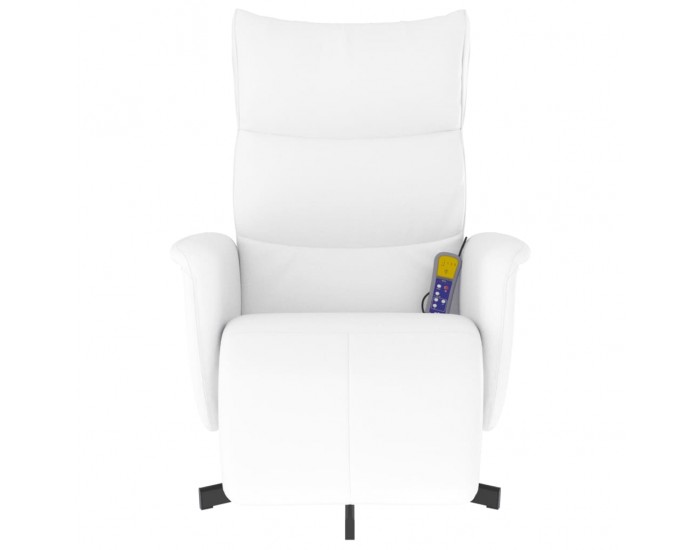 Sonata H Масажен реклайнер стол с опора за крака, бял, изкуствена кожа