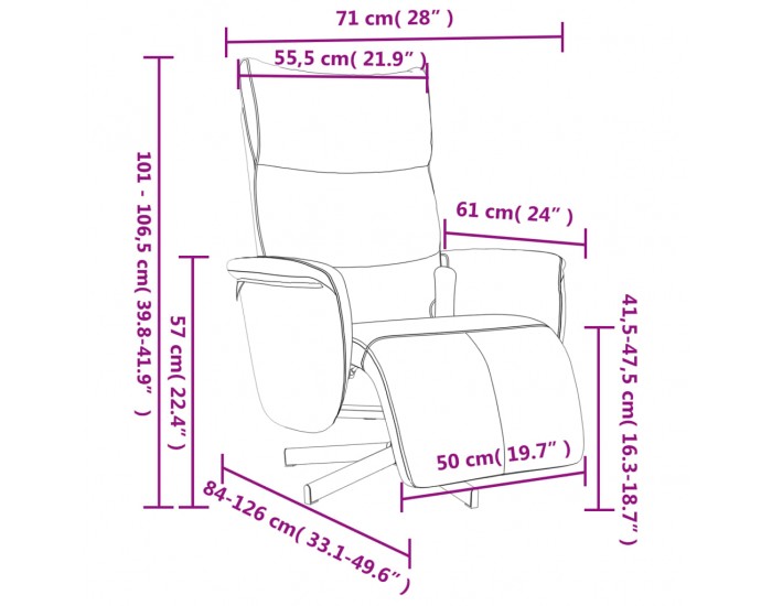 Sonata H Масажен реклайнер стол с опора за крака, бял, изкуствена кожа