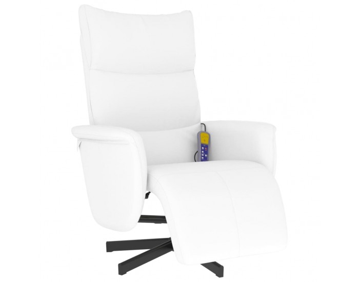 Sonata H Масажен реклайнер стол с опора за крака, бял, изкуствена кожа