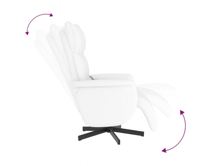 Sonata H Масажен реклайнер стол с опора за крака, бял, изкуствена кожа