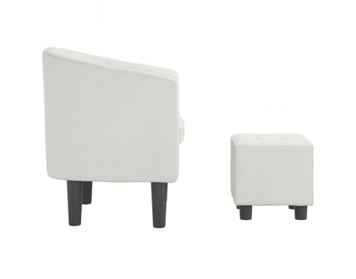 Sonata H Объл фотьойл с табуретка за крака, бял, изкуствена кожа