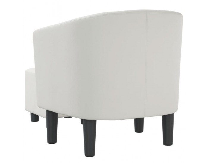 Sonata H Объл фотьойл с табуретка за крака, бял, изкуствена кожа