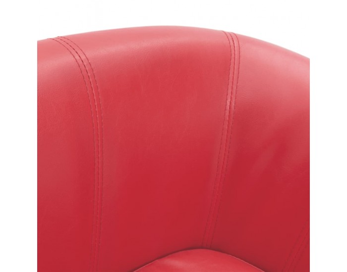 Sonata H Объл фотьойл с табуретка за крака, червени, изкуствена кожа