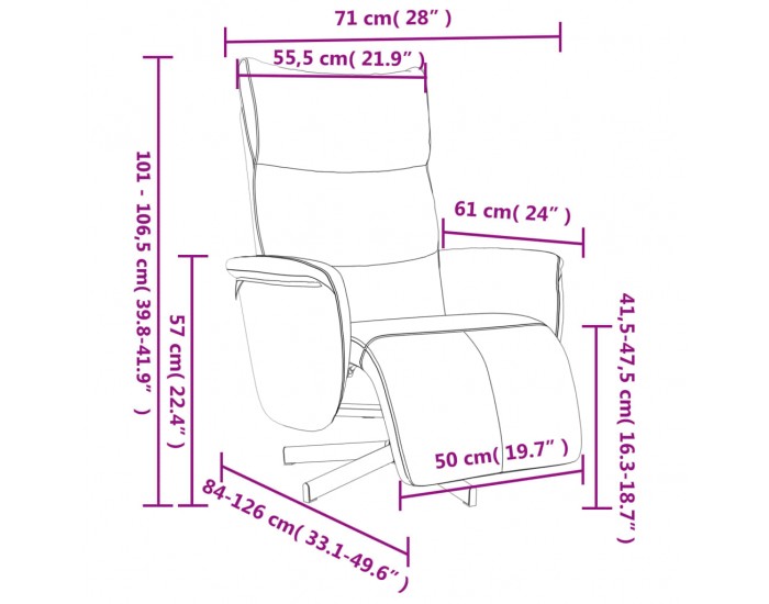 Sonata H Наклоняем стол с поставка за крака, сив, изкуствена кожа