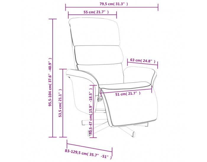 Sonata H Реклайнер стол с поставка за крака, таупе, текстил