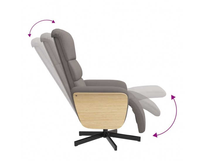 Sonata H Реклайнер стол с поставка за крака, таупе, текстил