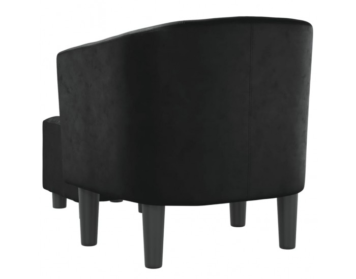 Sonata H Объл фотьойл с табуретка за крака, черен, изкуствена кожа