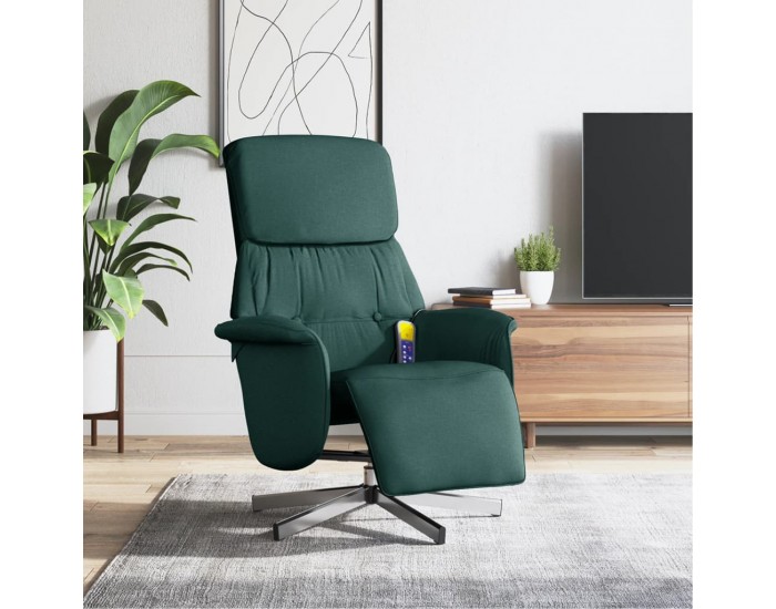 Sonata H Масажен реклайнер стол с поставка за крака, тъмнозелен, текстил
