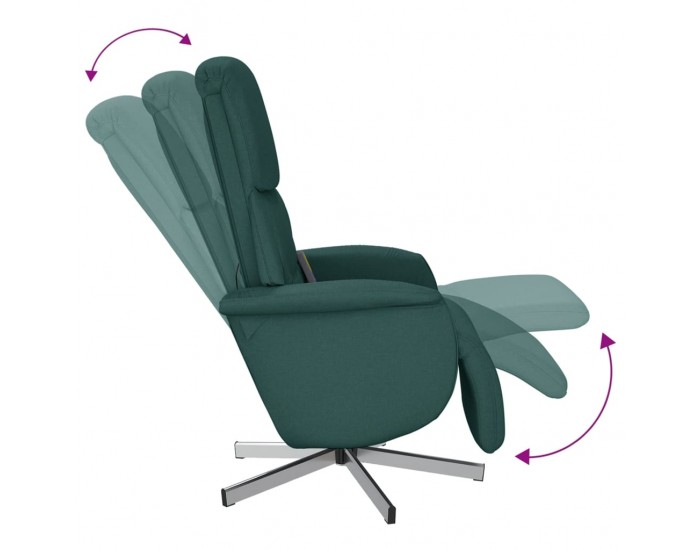Sonata H Масажен реклайнер стол с поставка за крака, тъмнозелен, текстил