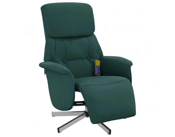 Sonata H Масажен реклайнер стол с поставка за крака, тъмнозелен, текстил