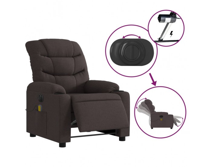 Sonata H Електрически масажен наклоняем стол, тъмнокафяв, текстил