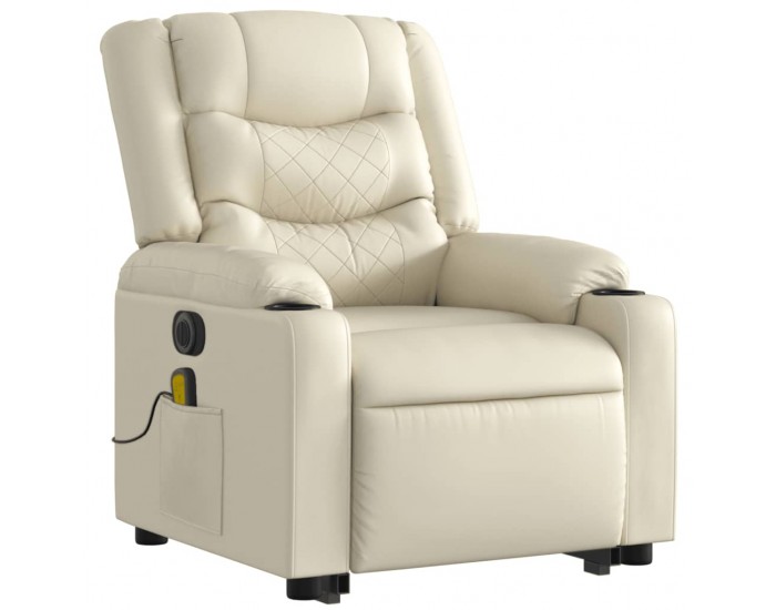 Sonata H Електрически изправящ масажен реклайнер стол, кремав, еко кожа