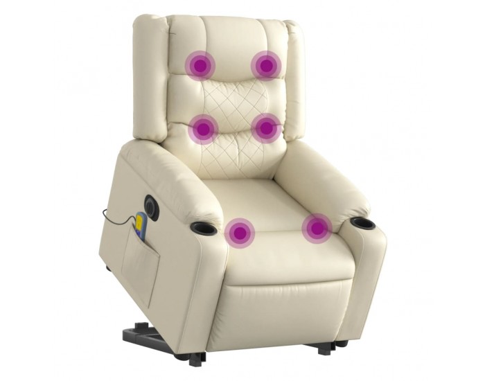 Sonata H Електрически изправящ масажен реклайнер стол, кремав, еко кожа