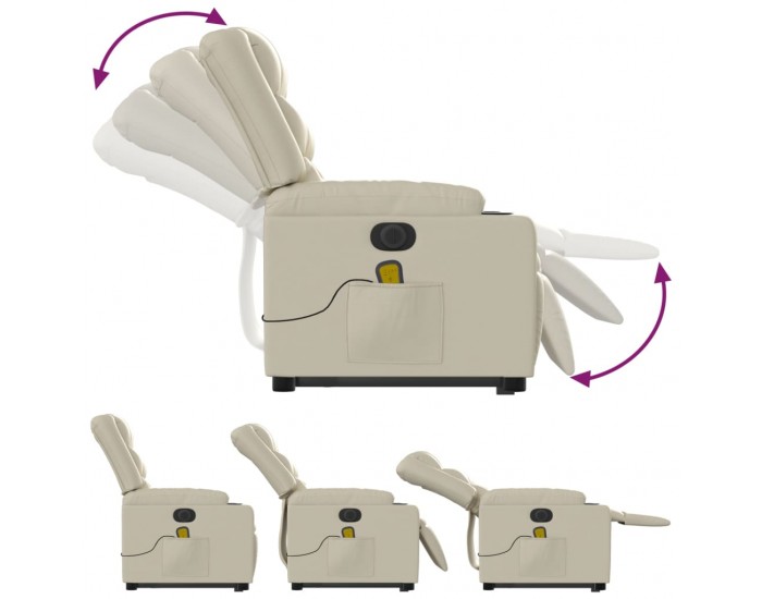 Sonata H Електрически изправящ масажен реклайнер стол, кремав, еко кожа