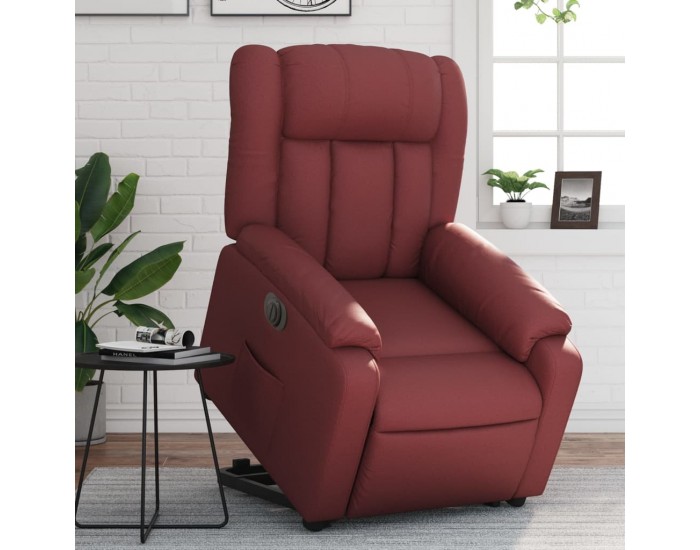 Sonata H Електрически изправящ реклайнер стол, виненочервен, еко кожа
