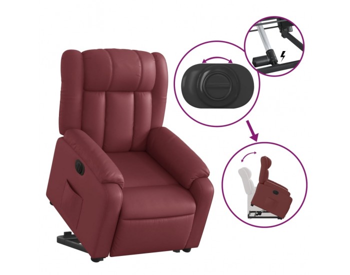 Sonata H Електрически изправящ реклайнер стол, виненочервен, еко кожа