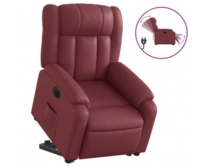 Sonata H Електрически изправящ реклайнер стол, виненочервен, еко кожа