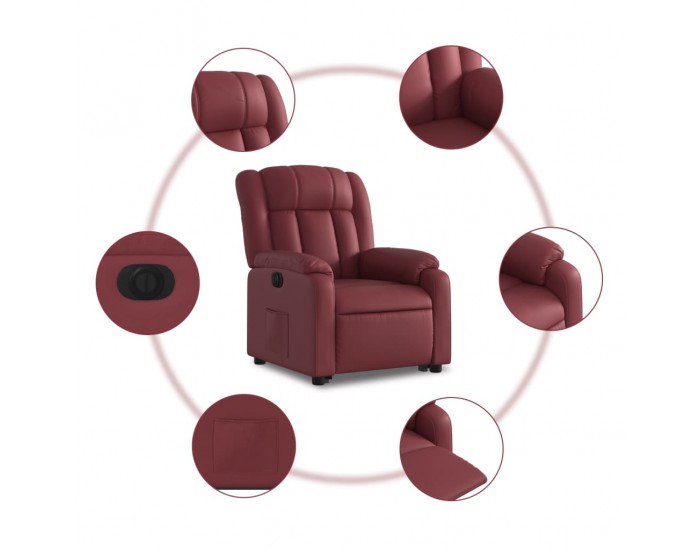 Sonata H Електрически изправящ реклайнер стол, виненочервен, еко кожа