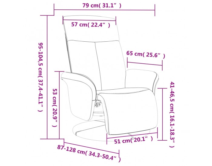 Sonata H Реклайнер стол с поставка за крака, тъмносив, плат
