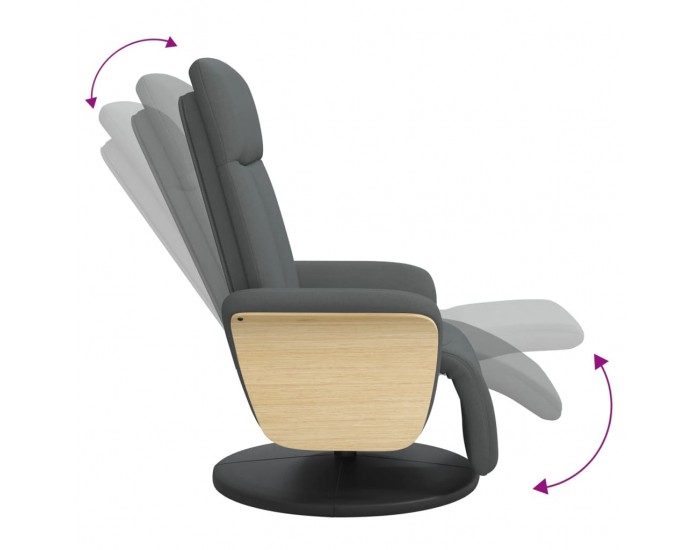 Sonata H Реклайнер стол с поставка за крака, тъмносив, плат