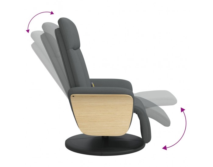 Sonata H Масажен реклайнер стол с поставка за крака, тъмносив, текстил