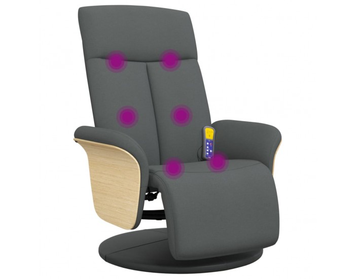 Sonata H Масажен реклайнер стол с поставка за крака, тъмносив, текстил