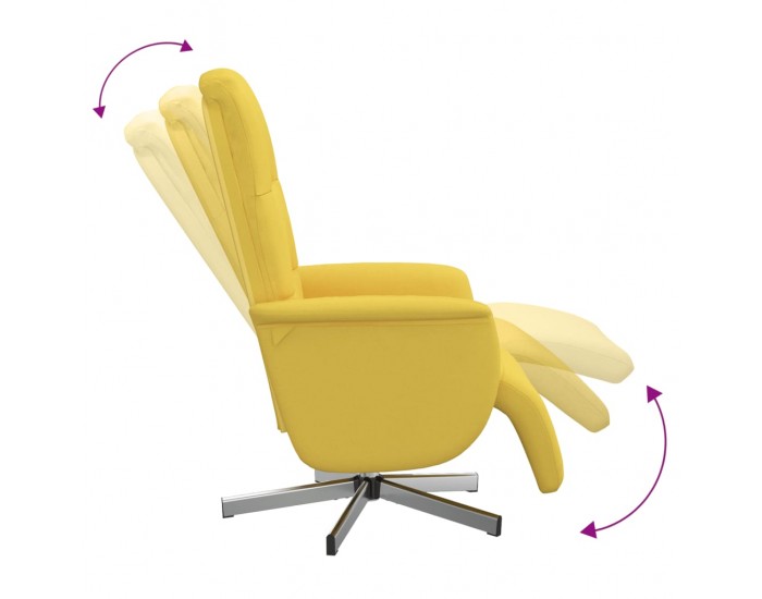 Sonata H Реклайнер стол с поставка за крака, светложълт, текстил