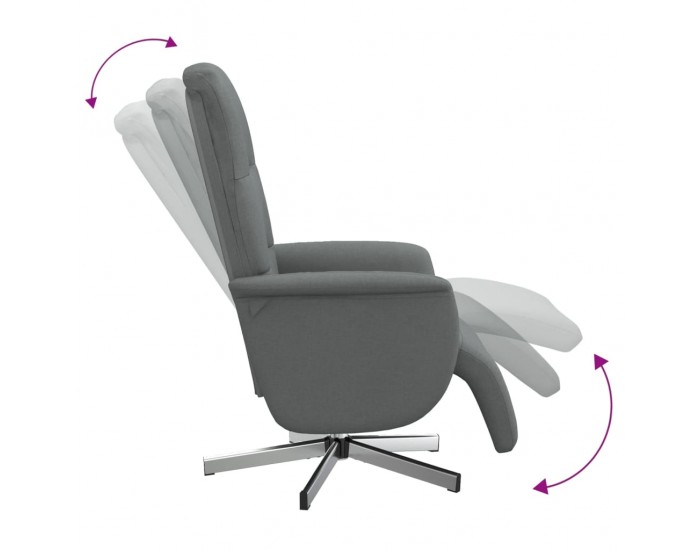 Sonata H Реклайнер стол с поставка за крака, тъмносив, плат