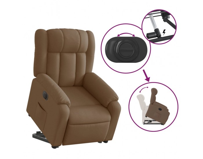 Sonata H Електрически изправящ реклайнер стол, кафяв, текстил