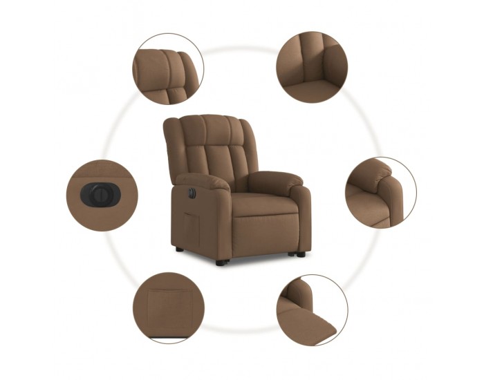 Sonata H Електрически изправящ реклайнер стол, кафяв, текстил