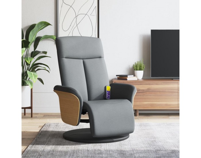 Sonata H Масажен реклайнер стол с поставка за крака, светлосив, текстил