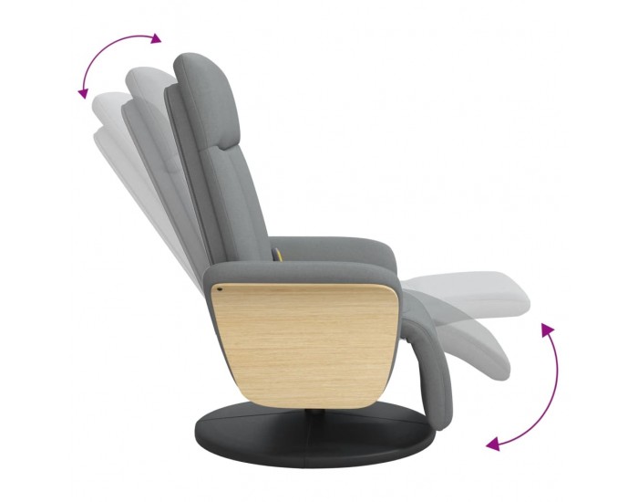 Sonata H Масажен реклайнер стол с поставка за крака, светлосив, текстил