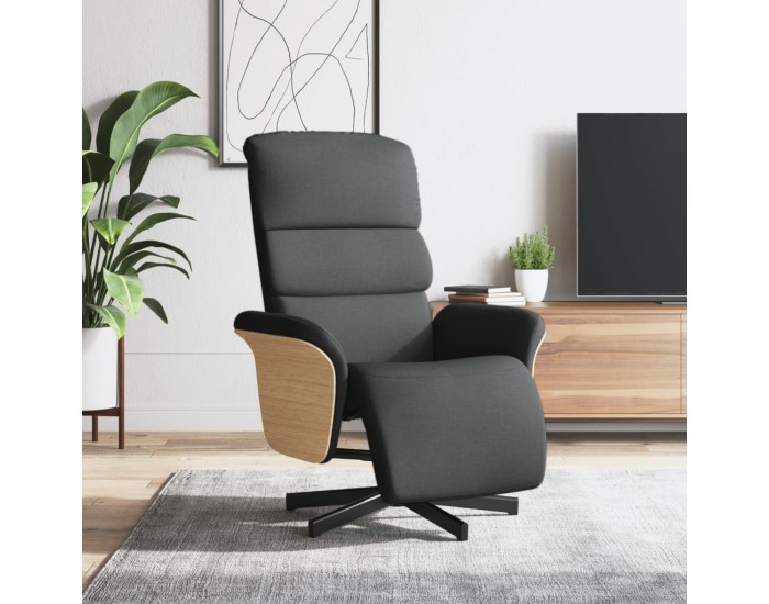 Sonata H Реклайнер стол с поставка за крака, тъмносив, плат