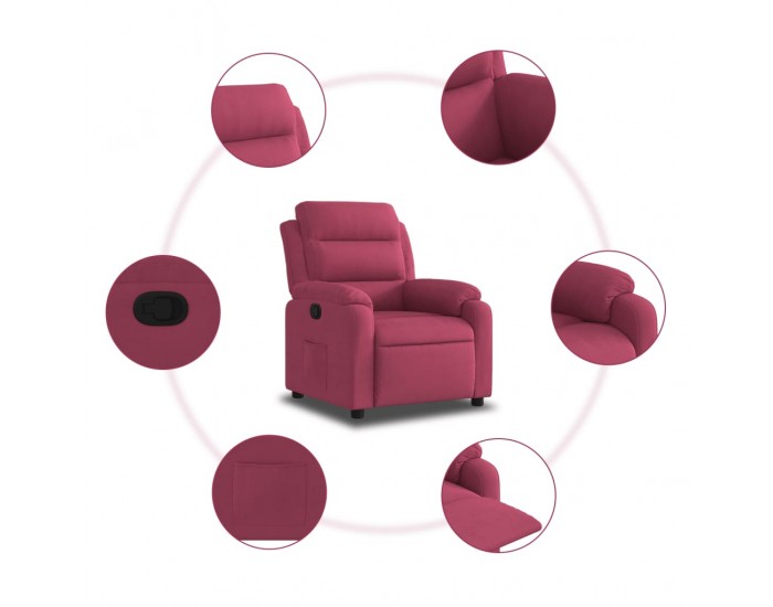 Sonata H Реклайнер стол, виненочервен, кадифе