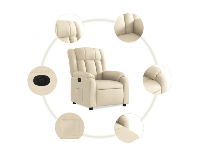 Sonata H Електрически стол реклайнер , кремав, текстил