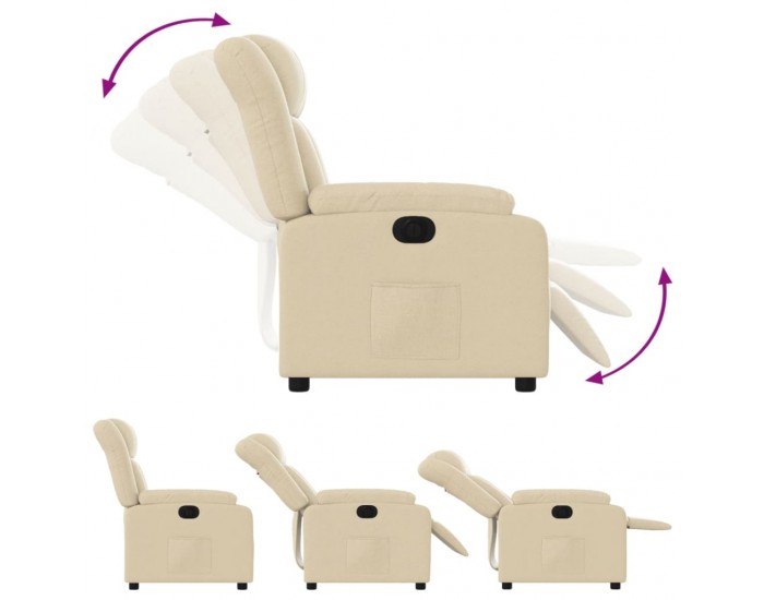 Sonata H Електрически стол реклайнер , кремав, текстил